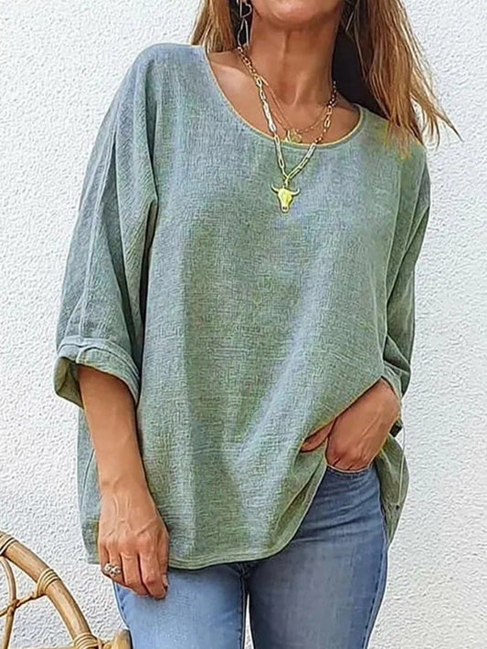 Casual loose fit round neck T-shirt for women | Delphine
