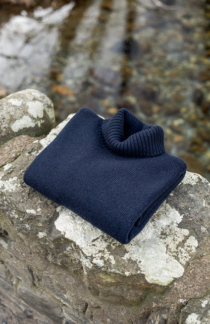Mens Merino Cashmere Submariner Roll Neck Jumper
