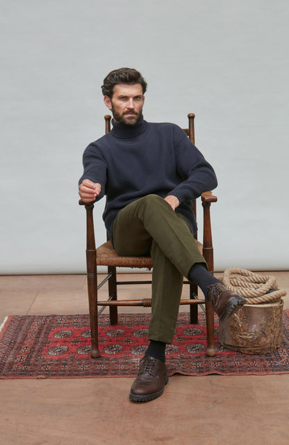 Mens Merino Cashmere Submariner Roll Neck Jumper