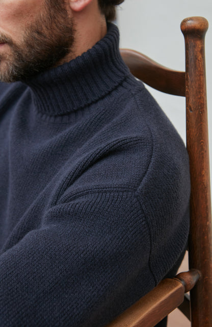 Mens Merino Cashmere Submariner Roll Neck Jumper