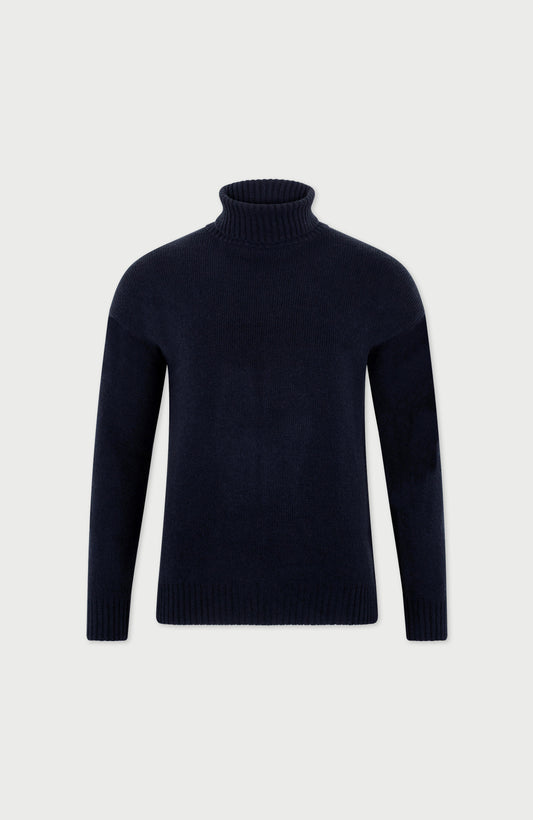 Mens Merino Cashmere Submariner Roll Neck Jumper