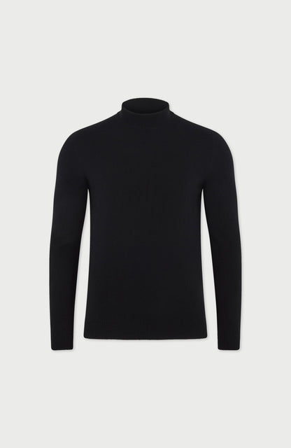 Mens Lightweight Merino Cashmere Mock Turtle Neck Jumper