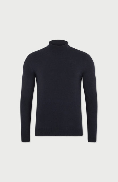 Mens Lightweight Merino Cashmere Mock Turtle Neck Jumper