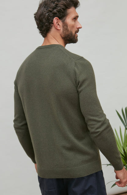 Mens Lightweight Merino Cashmere Crew Neck Jumper