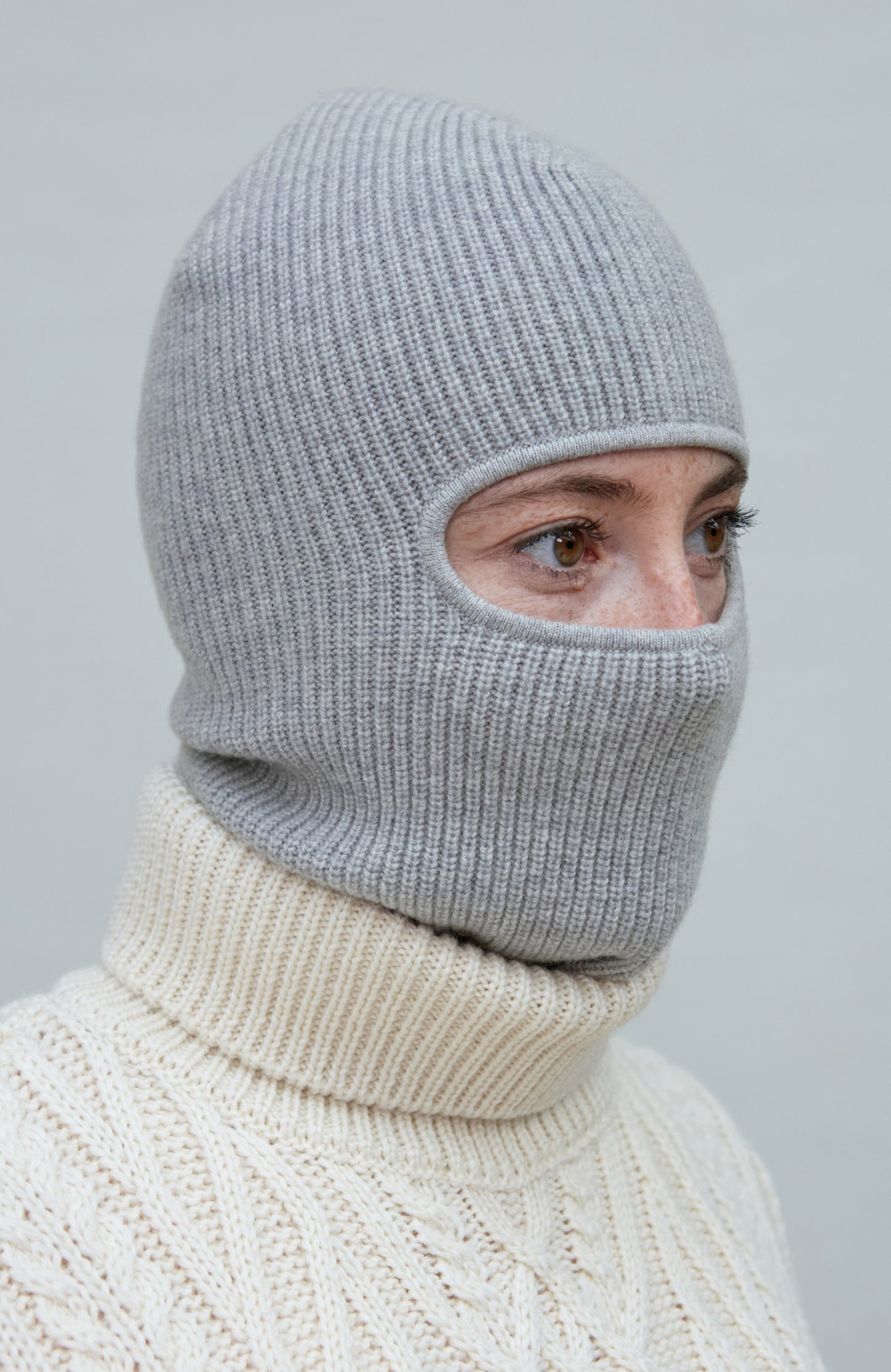Merino Cashmere Fisherman Rib Balaclava