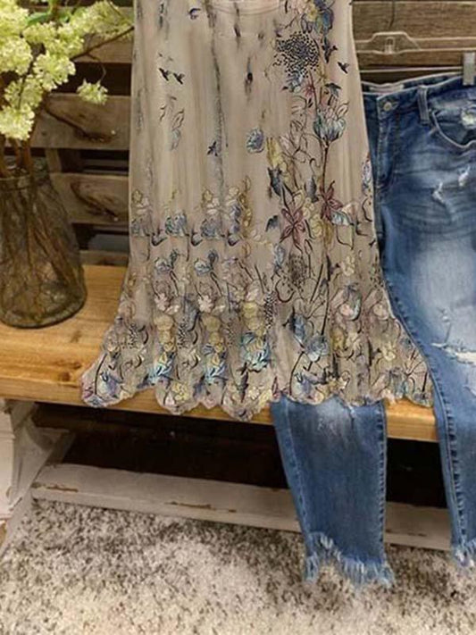 Floral print loose fit tank top for women | Marisela