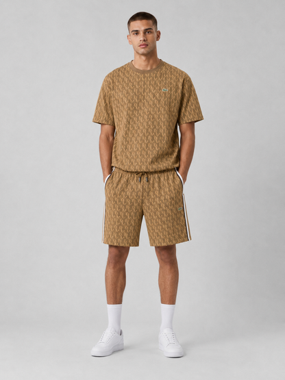 Brown Cotton T-Shirt & Shorts Set