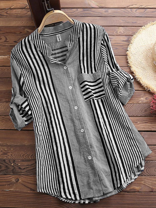 Casual striped button-down blouse for women | Genevieve