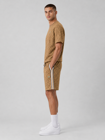 Brown Cotton T-Shirt & Shorts Set