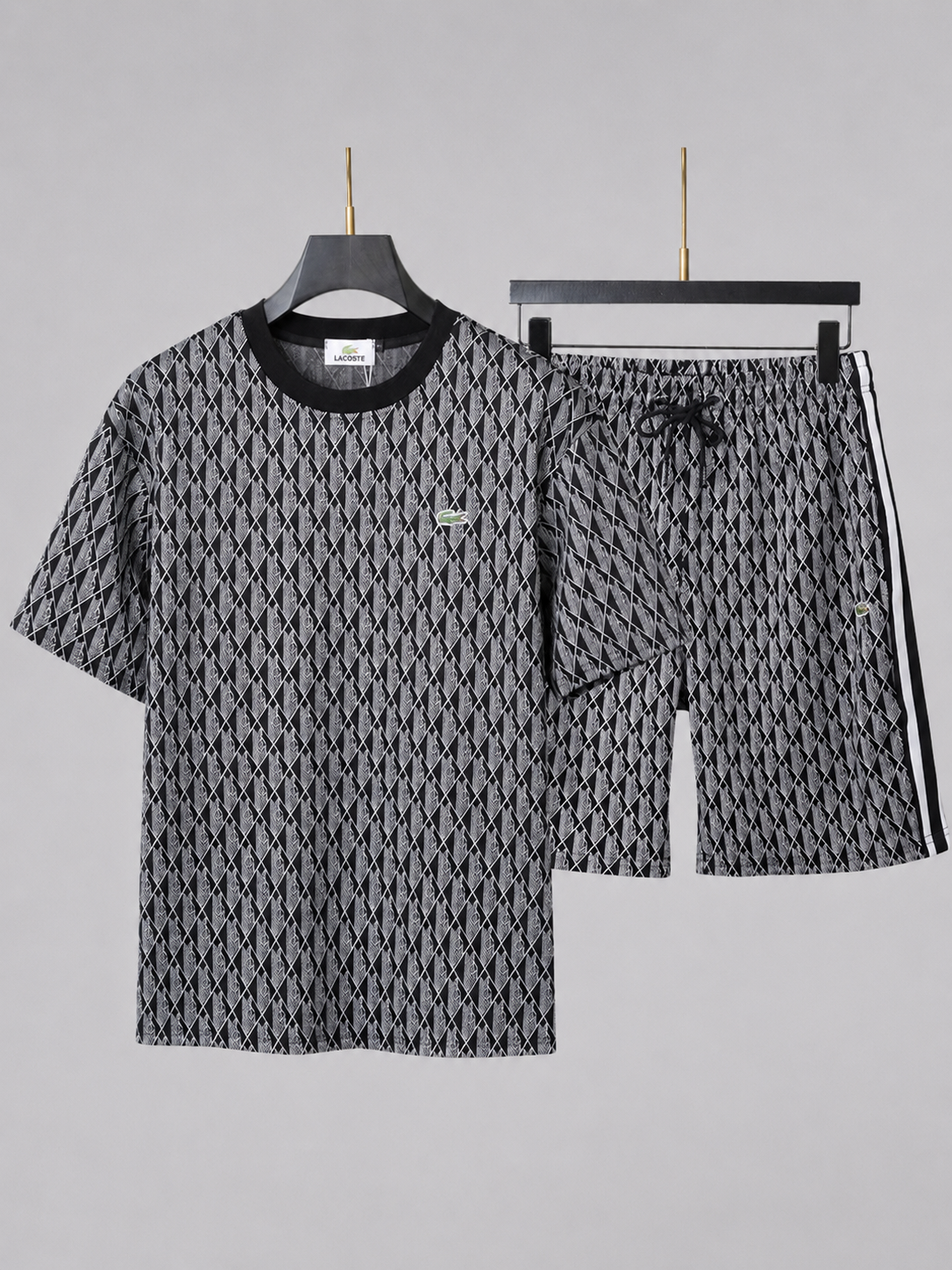 Black And White Cotton T-Shirt & Shorts Set