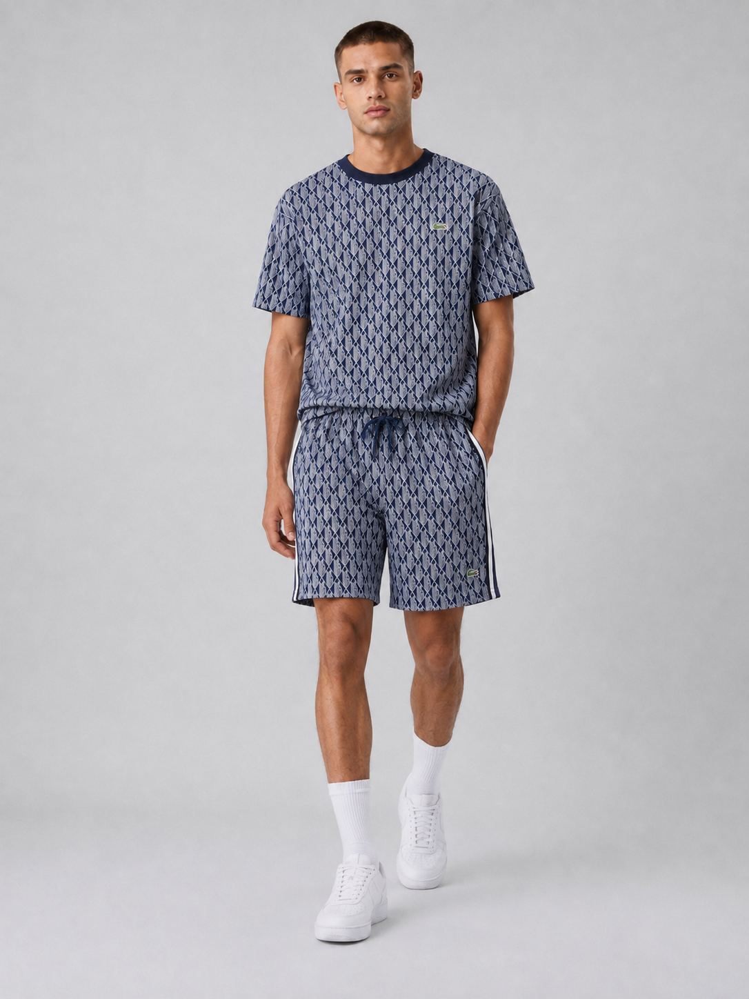 Navy Blue Cotton T-Shirt & Shorts Set