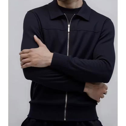 Vento Men's Zip-Up Cardigan – Smart Casual Knit Sweater