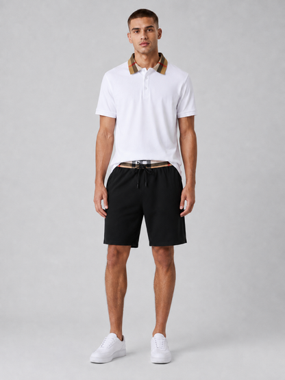 White Polo Shirt & Shorts Two-Piece Set