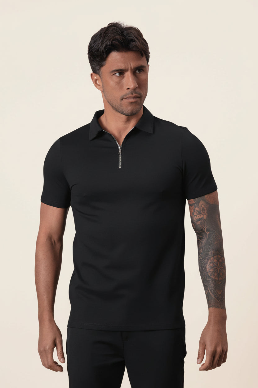 Men's Half-Zip Polo Shirt Old Money Perion