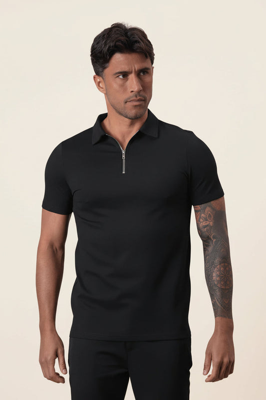 Men's Half-Zip Polo Shirt Old Money Perion