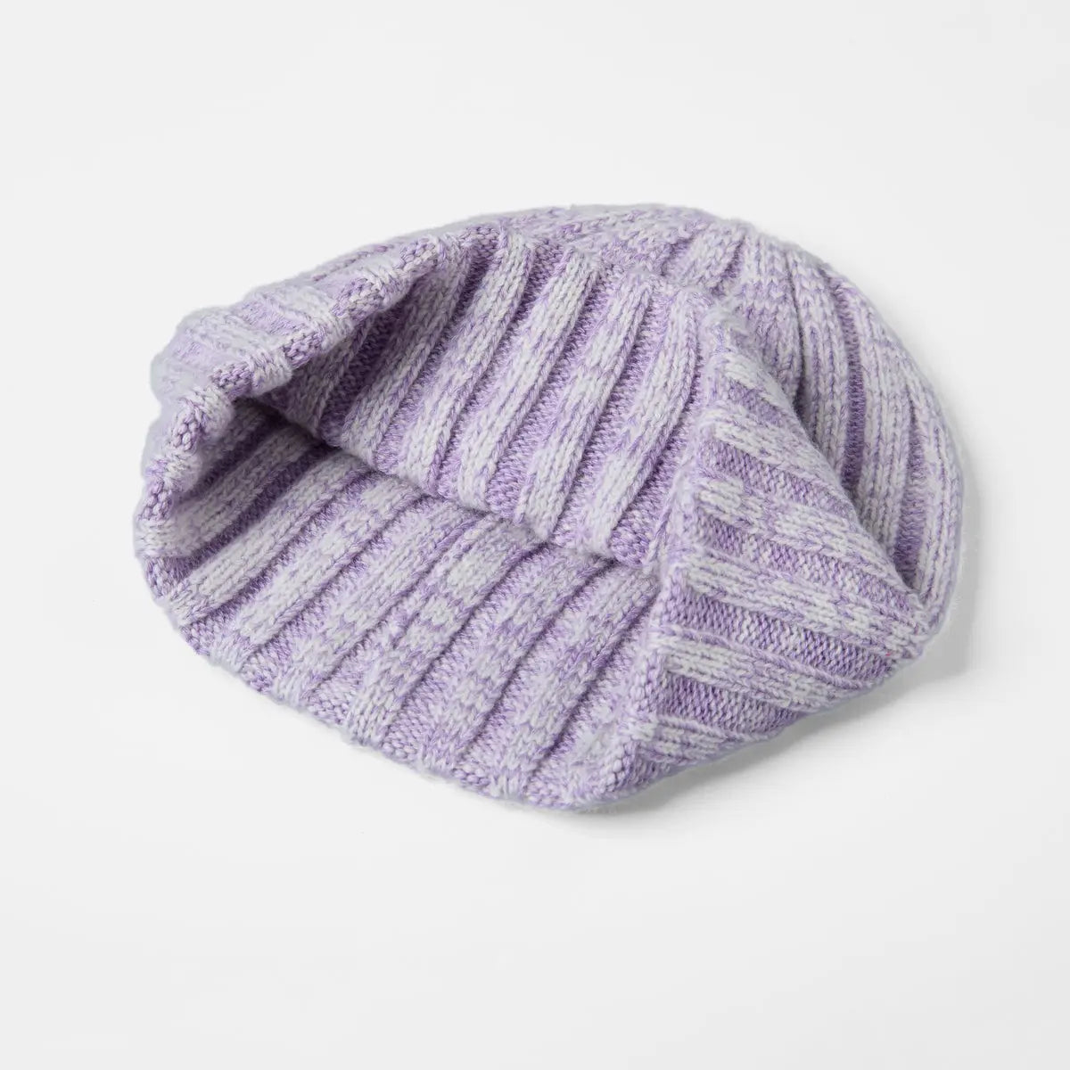 Ribbed Knit Cashmere Merino Wool Blend Beanie Hat