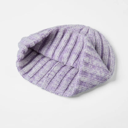 Ribbed Knit Cashmere Merino Wool Blend Beanie Hat
