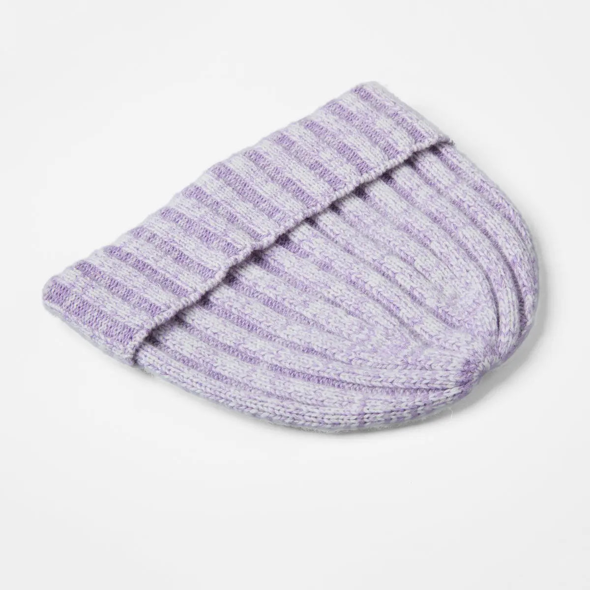 Ribbed Knit Cashmere Merino Wool Blend Beanie Hat