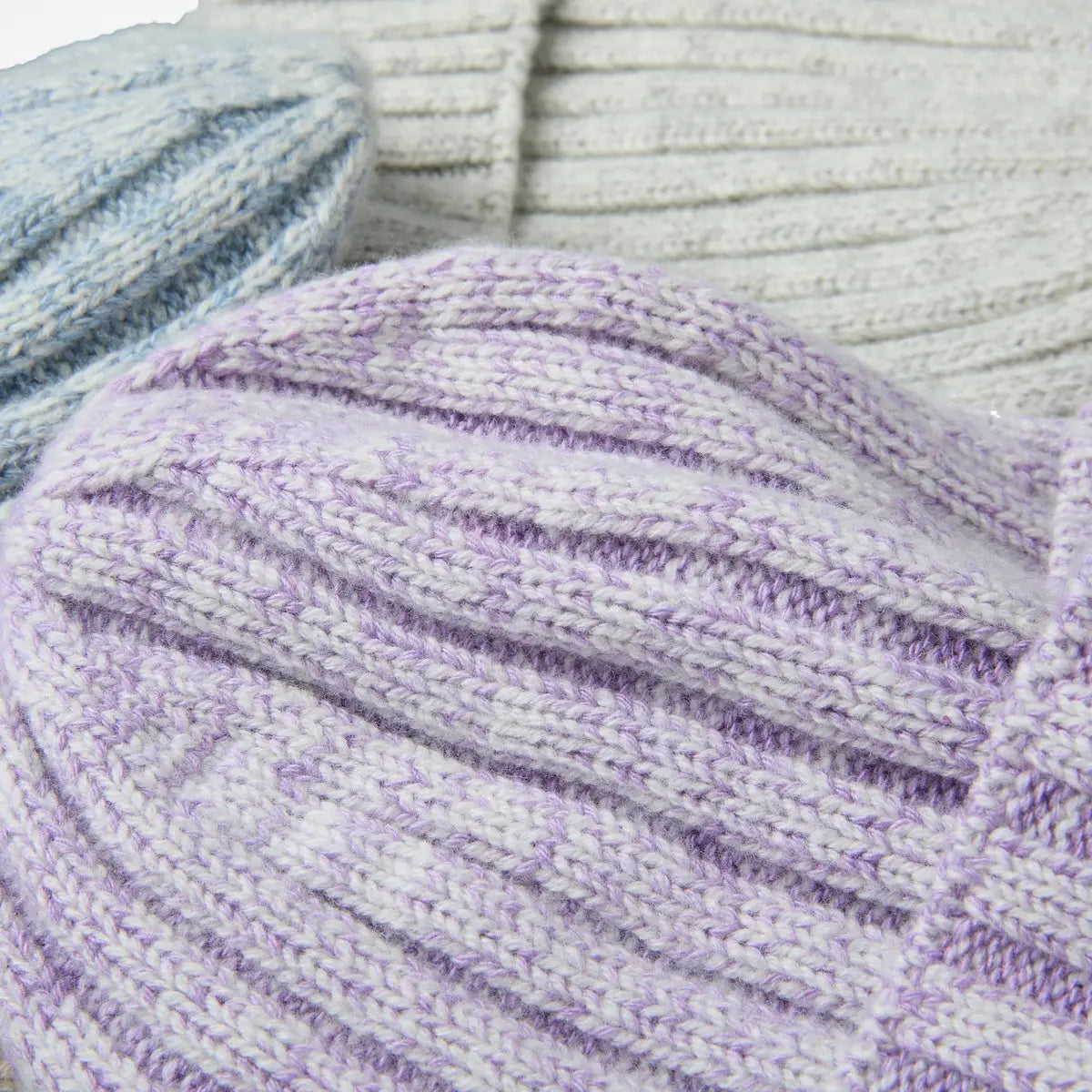 Ribbed Knit Cashmere Merino Wool Blend Beanie Hat