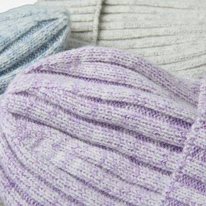 Ribbed Knit Cashmere Merino Wool Blend Beanie Hat