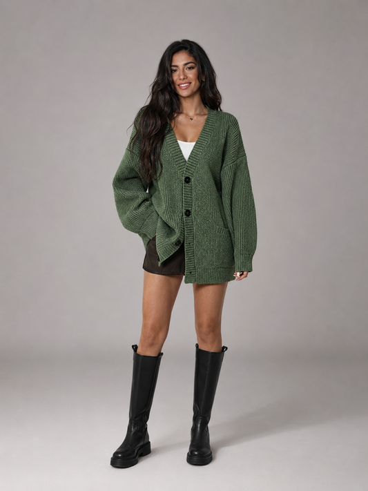 Elowen | Women's Oversized Chunky Knit Button Front Cardigan