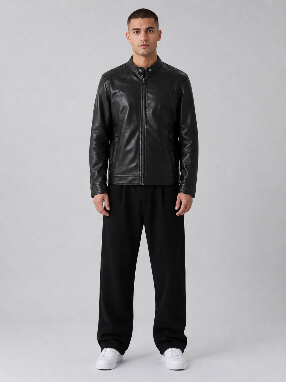 Men’s Black Faux Leather Jacket