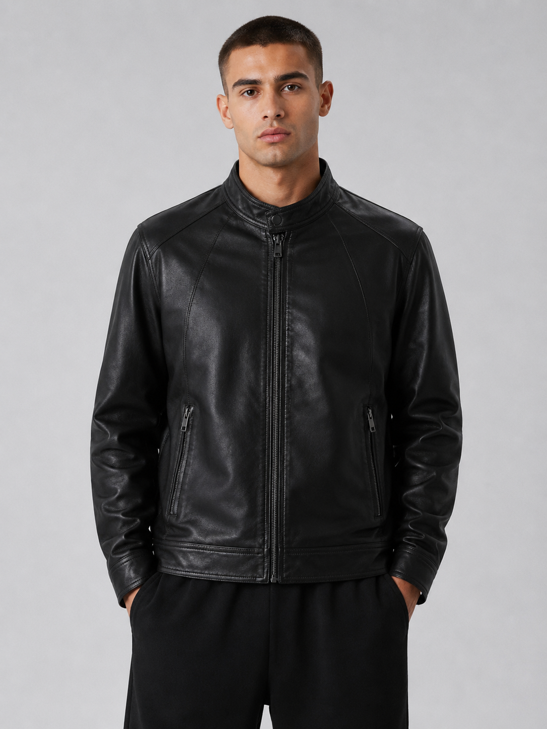 Men’s Black Faux Leather Jacket