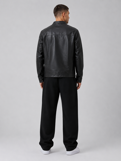 Men’s Black Faux Leather Jacket
