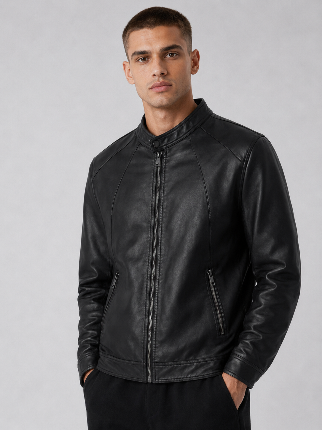 Men’s Black Faux Leather Jacket