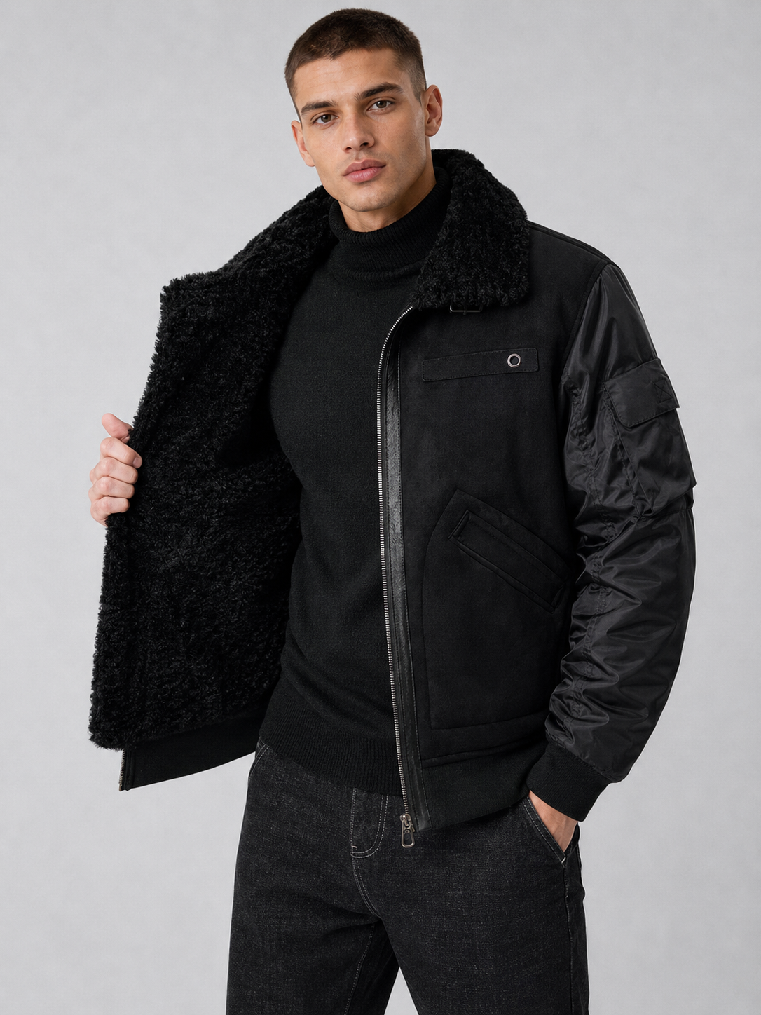 Men’s Thickened Sherpa Collar Jacket