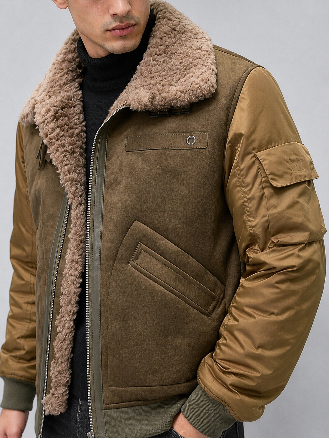 Men’s Thickened Sherpa Collar Jacket