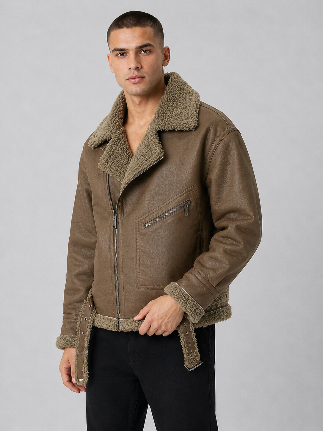 Men’s Thickened Sherpa-Lined Jacket