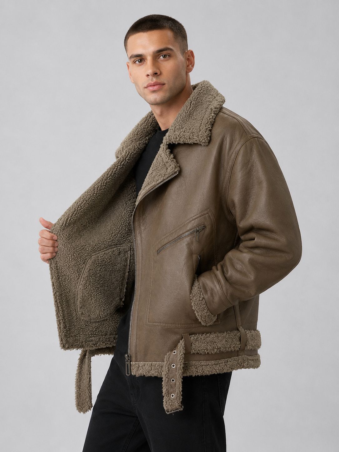Men’s Thickened Sherpa-Lined Jacket