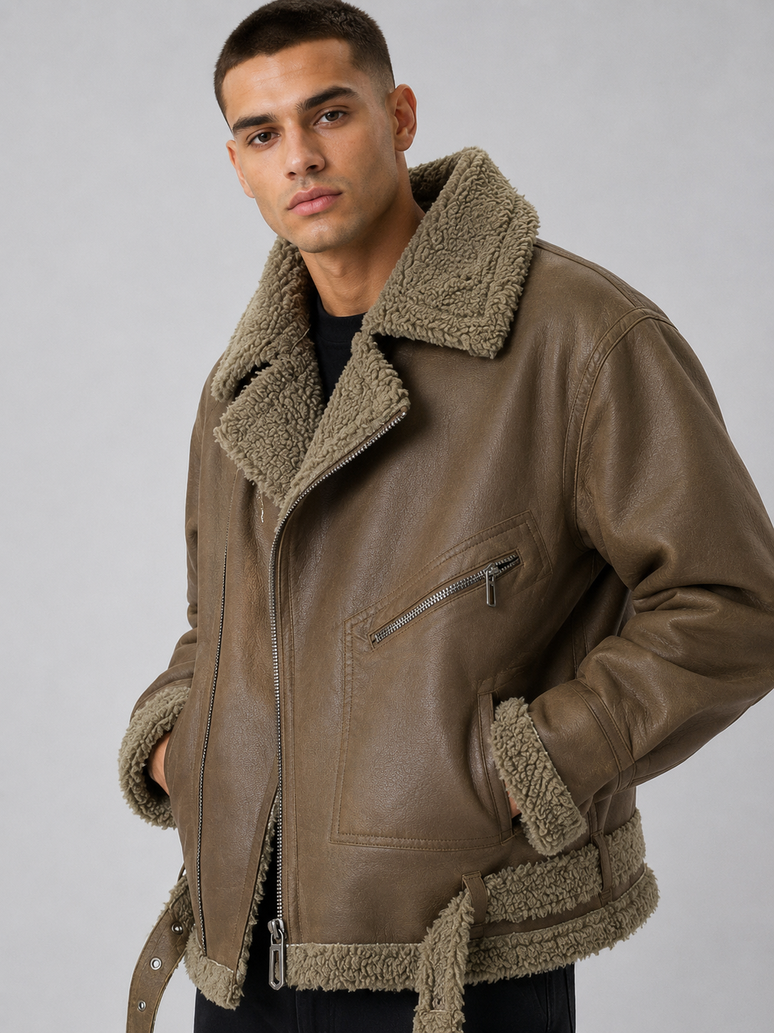 Men’s Thickened Sherpa-Lined Jacket
