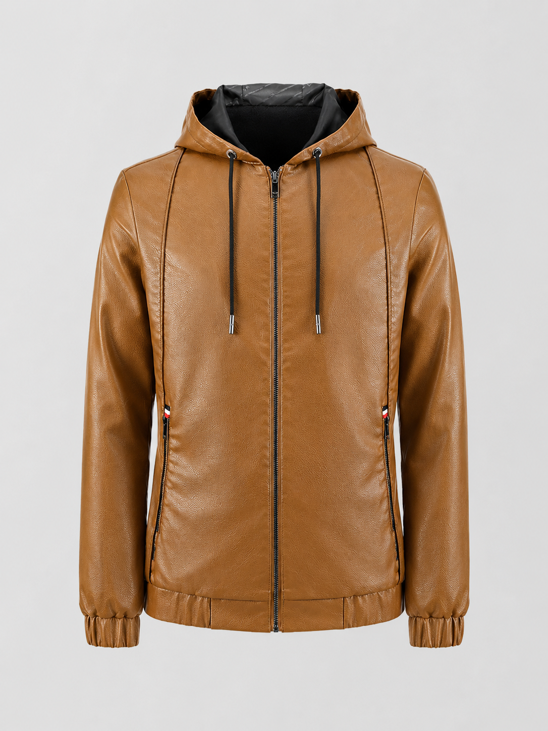 Hooded PU Leather Jacket