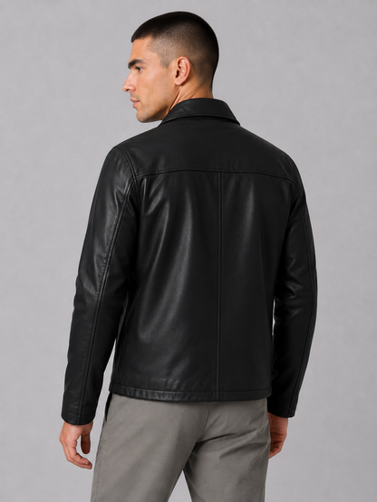 Faux Leather Lapel Jacket