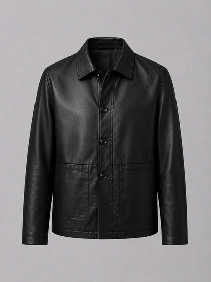 Faux Leather Lapel Jacket