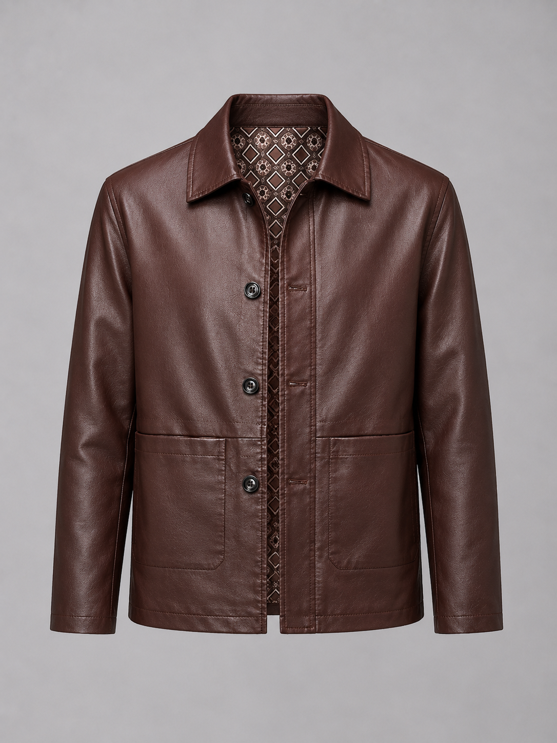 Faux Leather Lapel Jacket