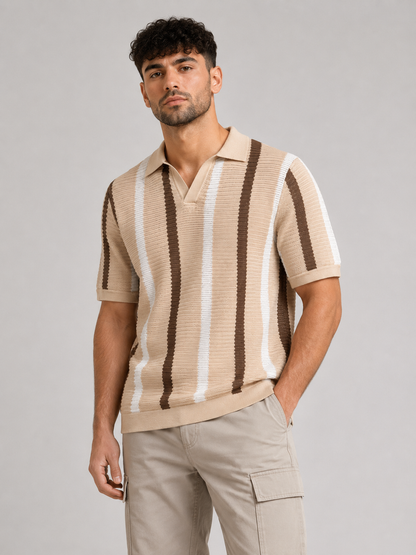 AIOPESON Short-Sleeve Striped Top