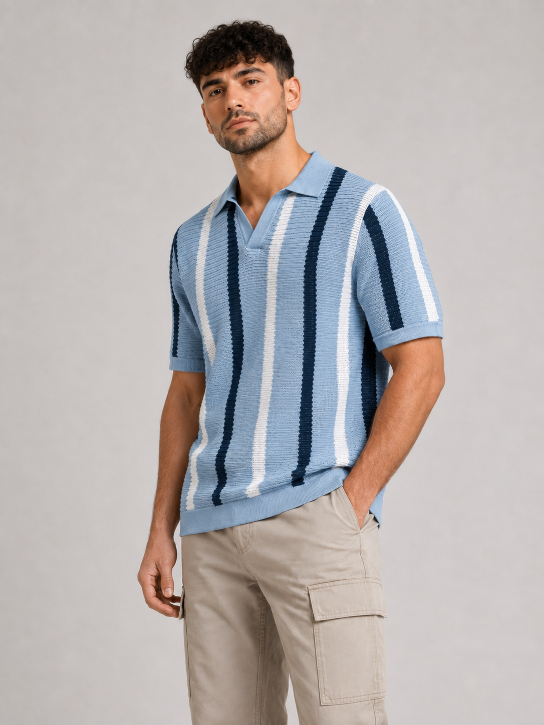 AIOPESON Short-Sleeve Striped Top
