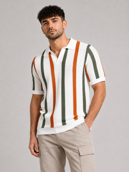 AIOPESON Short-Sleeve Striped Top