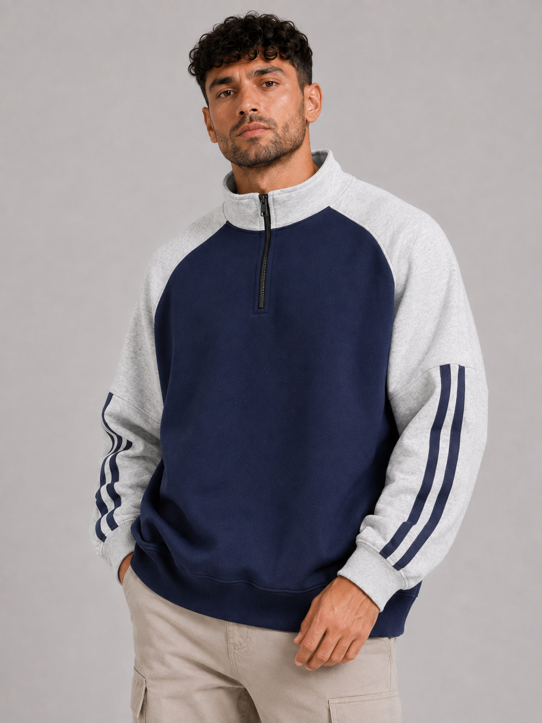 Mochuang Stand Collar Sweatshirt Jacket