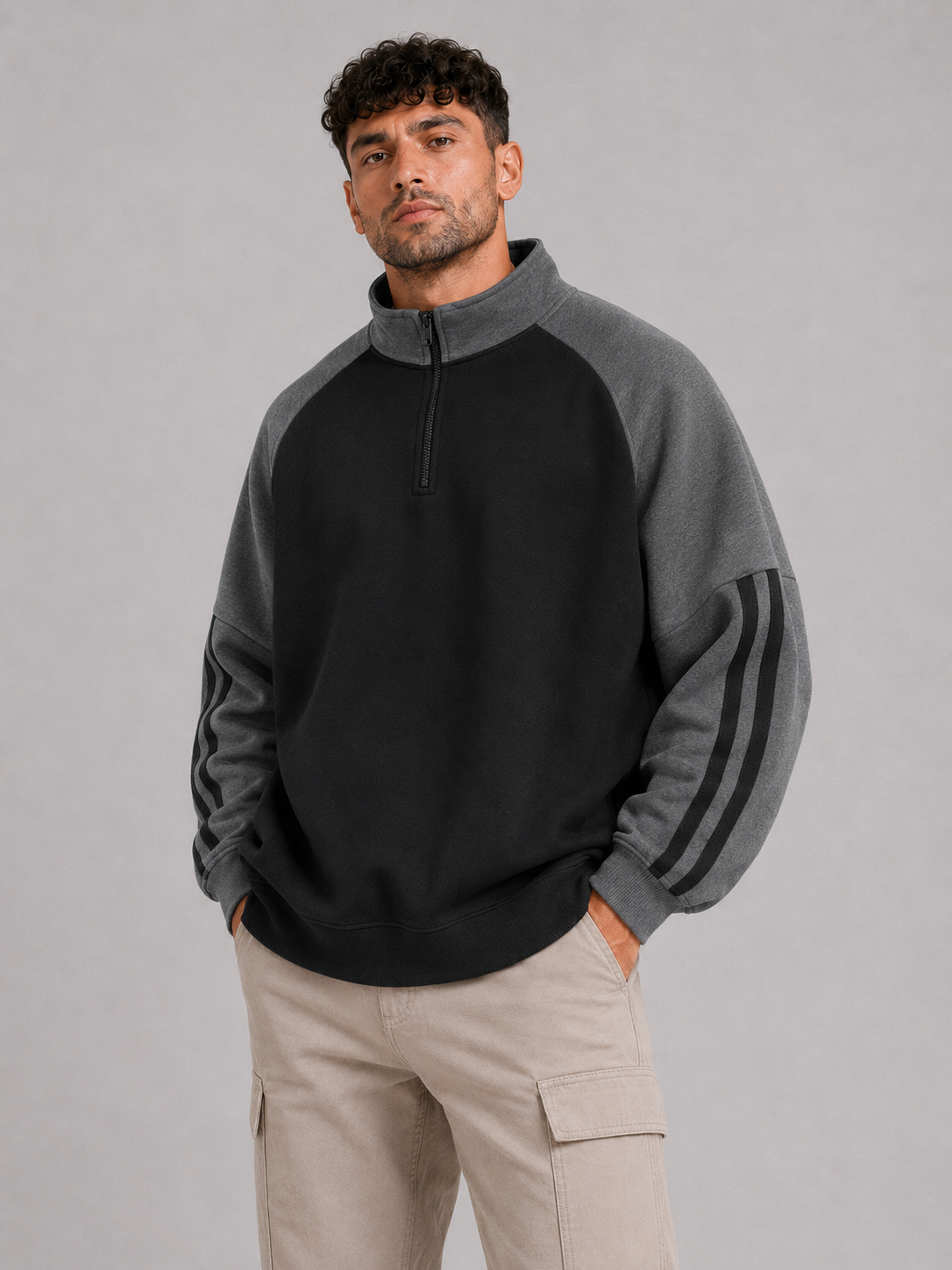 Mochuang Stand Collar Sweatshirt Jacket