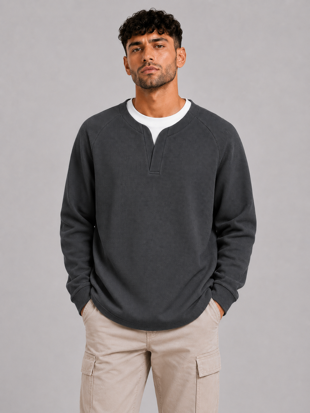 Mochuang V-Neck Pullover Sweatshirt