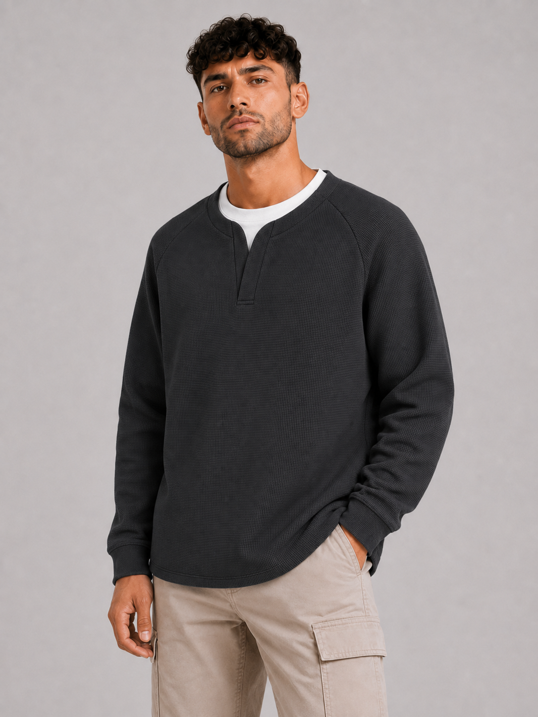 Mochuang V-Neck Pullover Sweatshirt