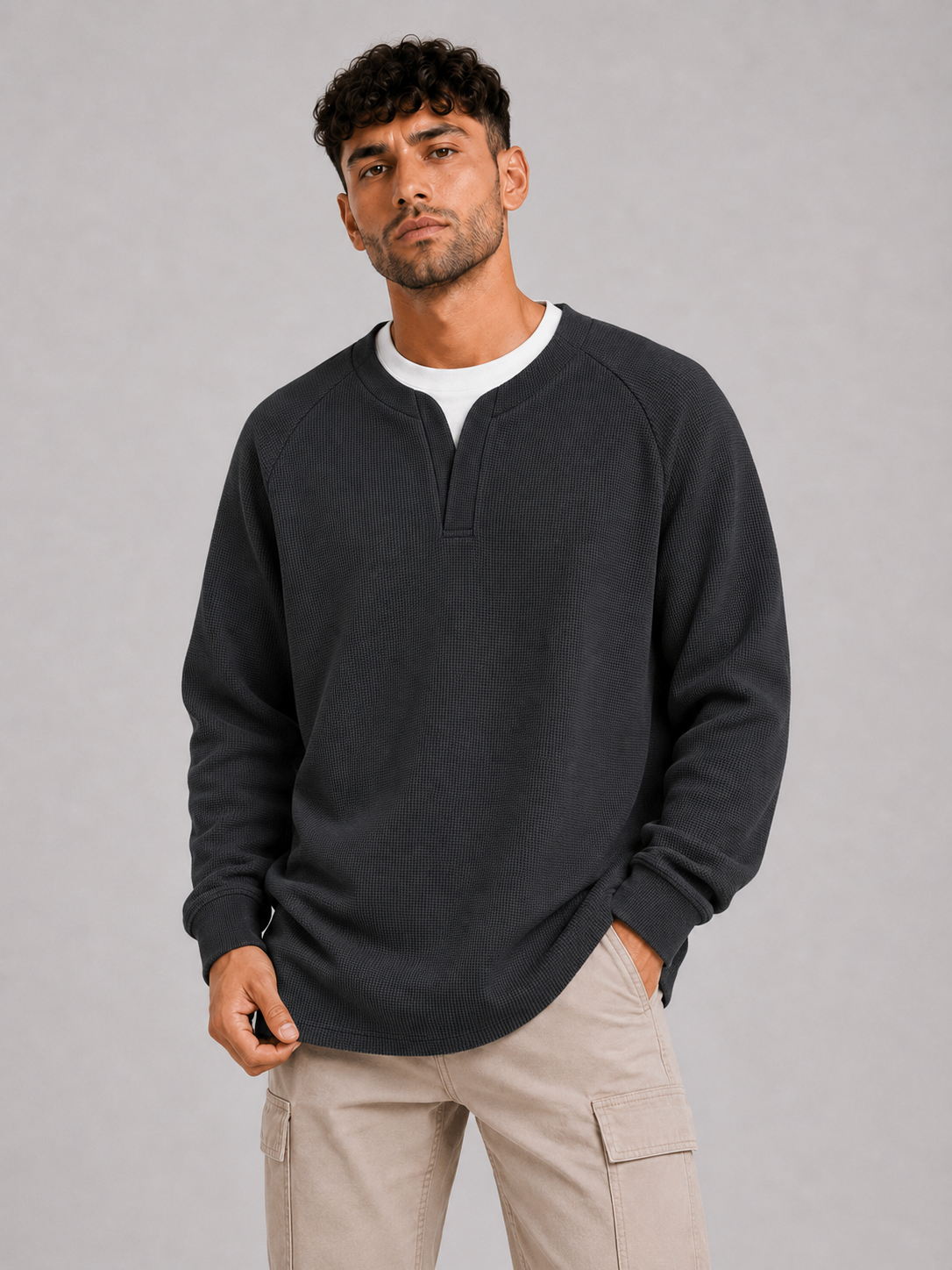 Mochuang V-Neck Pullover Sweatshirt
