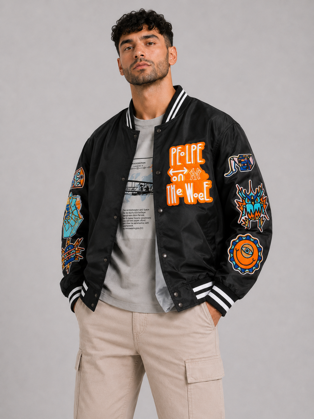 Embroidered Stand Collar Jacket