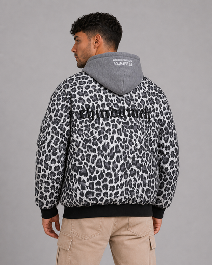 Leopard Print Stand Collar Jacket