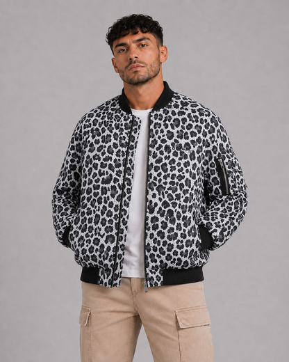 Leopard Print Stand Collar Jacket