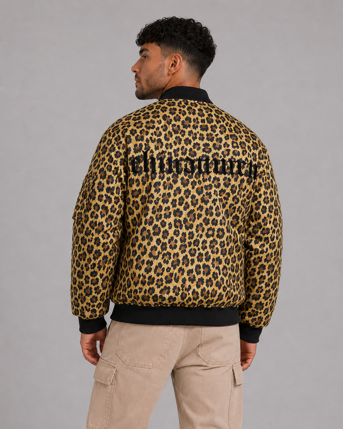 Leopard Print Stand Collar Jacket